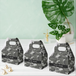 Grey Camouflage Pattern, Your name, Personalise Favour Box