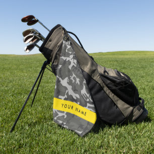 Grey Camouflage Pattern, Your name, Personalise Golf Towel
