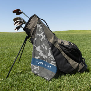 Grey Camouflage Pattern, Your name, Personalise Golf Towel