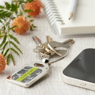 Grey Camouflage Pattern, Your name, Personalise Key Ring