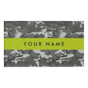Grey Camouflage Pattern, Your name, Personalise Name Tag