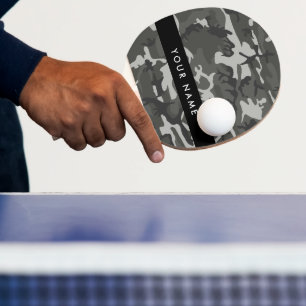 Grey Camouflage Pattern, Your name, Personalise Ping Pong Paddle