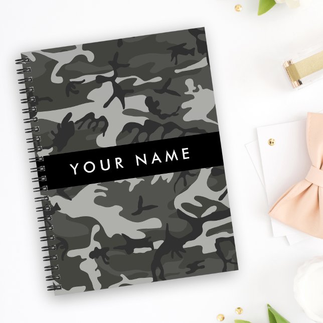 Grey Camouflage Pattern, Your name, Personalise Planner (Creator Uploaded)