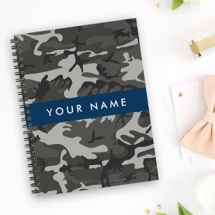 Grey Camouflage Pattern, Your name, Personalise Planner