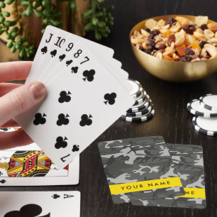 Grey Camouflage Pattern, Your name, Personalise Playing Cards