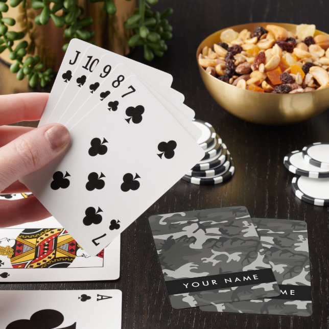 Grey Camouflage Pattern, Your name, Personalise Playing Cards (In Situ)