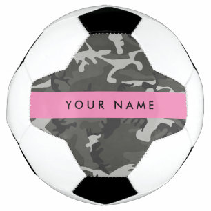 Grey Camouflage Pattern, Your name, Personalise Soccer Ball