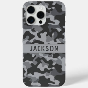 Grey Camouflage Personalised iPhone 15 Pro Max Case