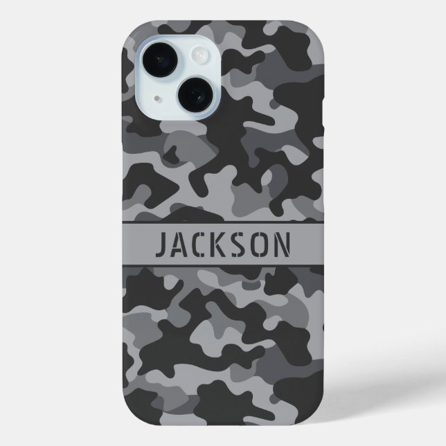 Grey Camouflage Personalised Case-Mate iPhone Case (Back)