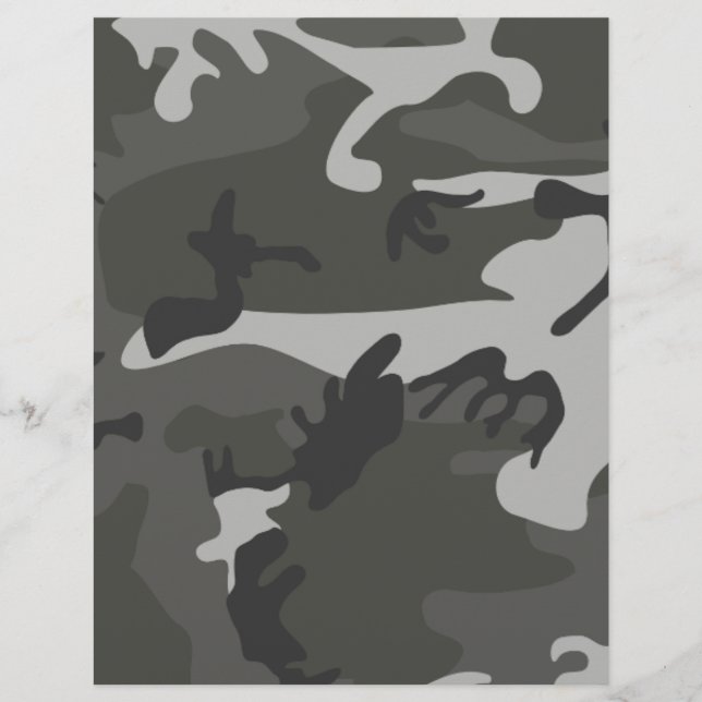 Grey Camouflage Scrapbooking Craft Paper (Front)