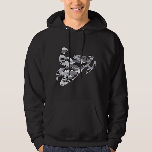 Grey Camouflage Snowmobile Hoodie (Front)