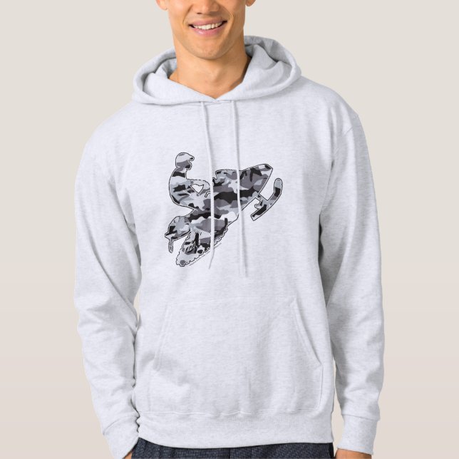 Grey Camouflage Snowmobiler Hoodie (Front)