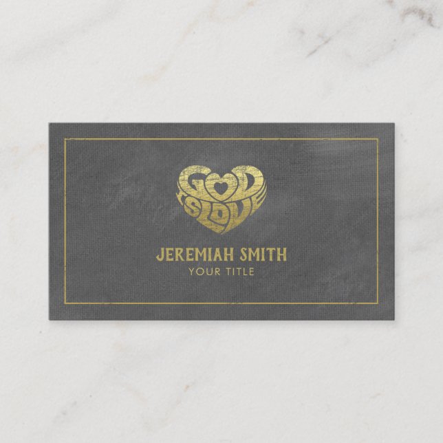 Grey Canvas God Is Love Christian Church Pastor Appointment Card (Front)