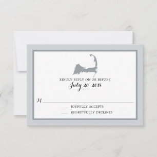 Grey Cape Cod   Wedding RSVP Card