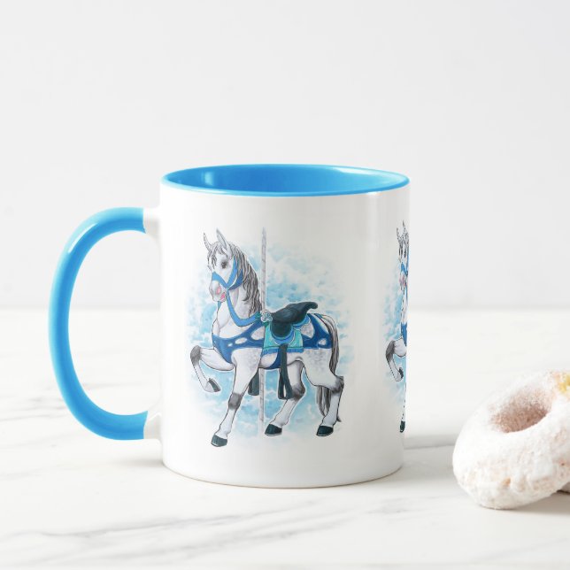 Grey Carousel Horse Mug (With Donut)