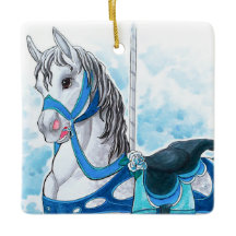 Grey Carousel Horse Ornament