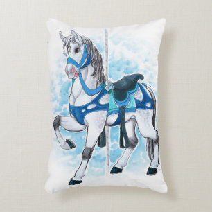 Grey Carousel Horse Pillow