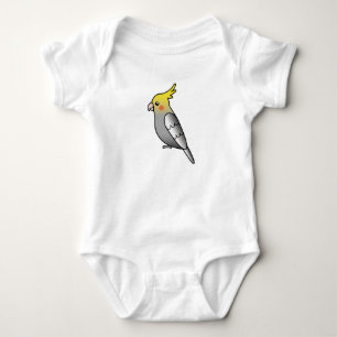Grey Cartoon Cockatiel Parrot Bird Baby Bodysuit