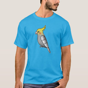 Grey Cartoon Cockatiel Parrot Bird T-Shirt
