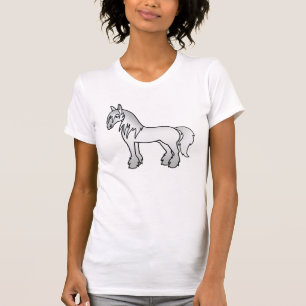 Grey Cartoon Gypsy Vanner Shire Clydesdale Horse T-Shirt