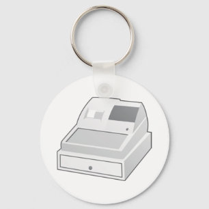 Grey Cash Register Minimalist Retail Key Ring