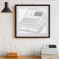 Grey Cash Register Minimalist Retail