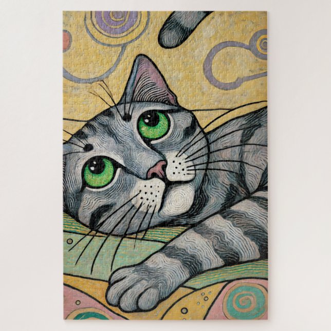 Grey Cat 1000 Piece Puzzle (Vertical)