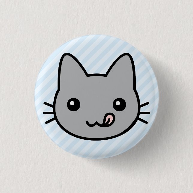 grey cat 3 cm round badge (Front)