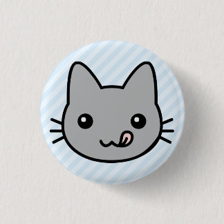 grey cat 3 cm round badge