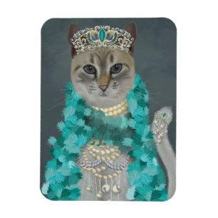 Grey Cat   Adorned With Bells Portrait Magnet
