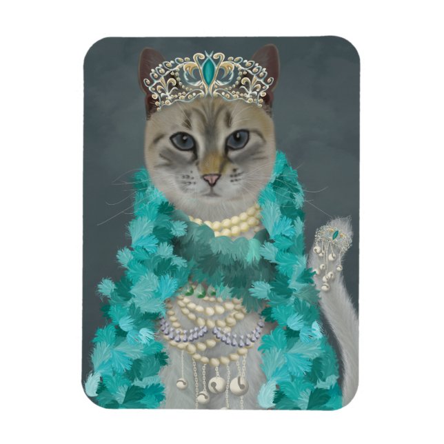 Grey Cat | Adorned With Bells Portrait Magnet (Vertical)