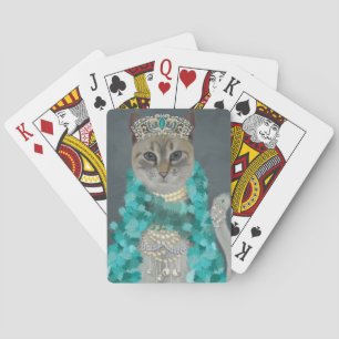 Grey Cat   Adorned With Bells Portrait Playing Cards