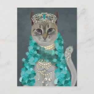 Grey Cat Adorned With Bells Portrait Postcard