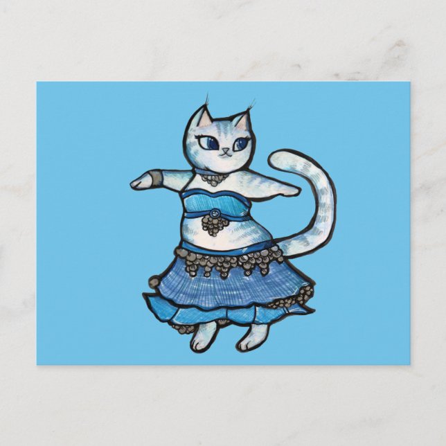 Grey Cat Belly Dancer                              Postcard (Front)