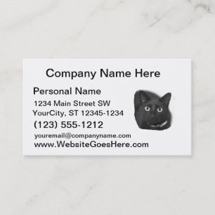 Grey Cat Big Eyes BW Picture Business Card