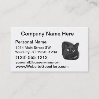 Grey Cat Big Eyes BW Picture Business Card