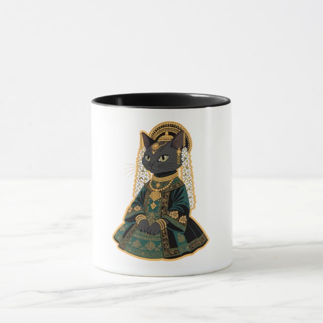 Grey Cat Bridal Goddess Coffee Mug (Center)