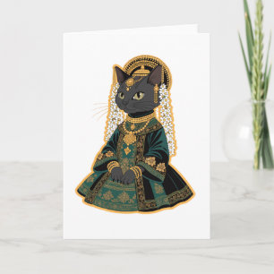 Grey Cat Bridal Goddess Greeting Card