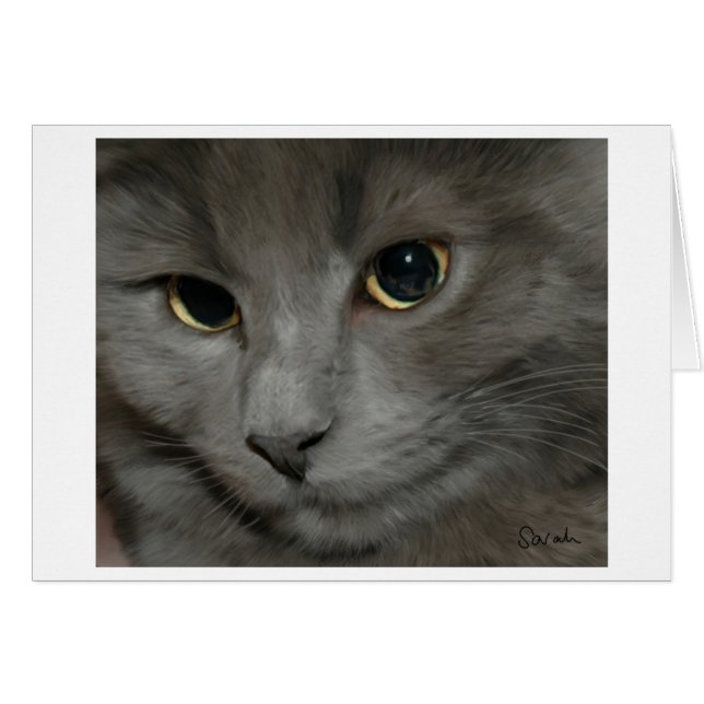Grey Cat Card (Front Horizontal)