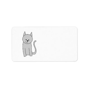 Grey Cat Cartoon. Label