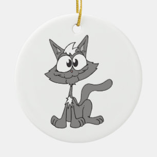 Grey Cat Ceramic Tree Decoration