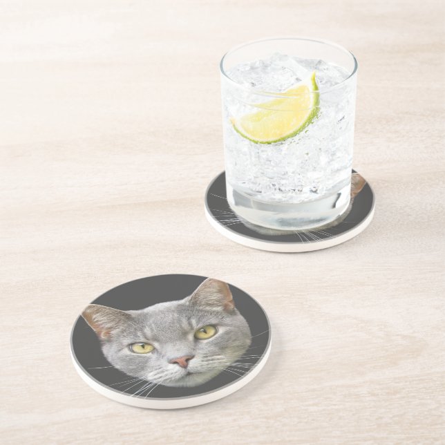 Grey Cat Coaster (Side)