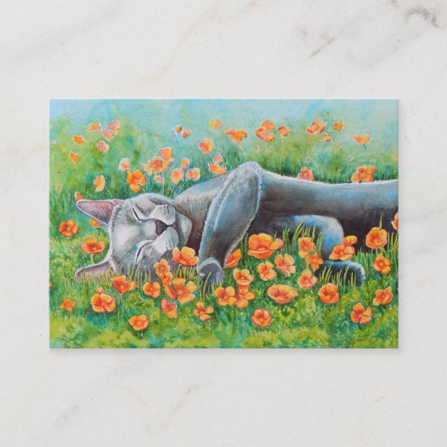 Grey Cat Double sided ACEO Business Card (Front)