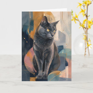 Grey Cat Golden Gaze Card