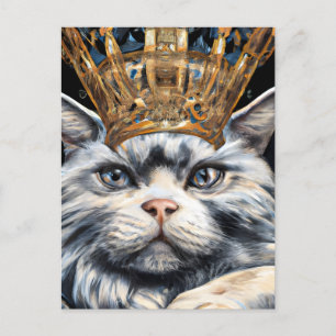 Grey Cat in a Crown Postcard
