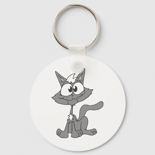 Grey Cat Key Ring (Front)