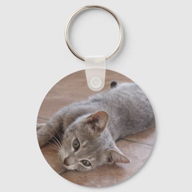 Grey Cat Keychain (Front)