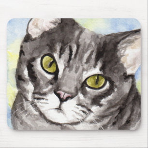 Grey Cat Mouse Pad