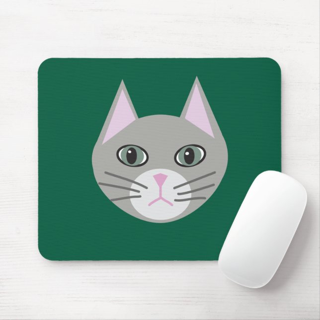 Grey Cat Mouse Pad (With Mouse)