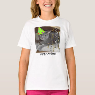 Grey Cat Party Animal T-Shirt